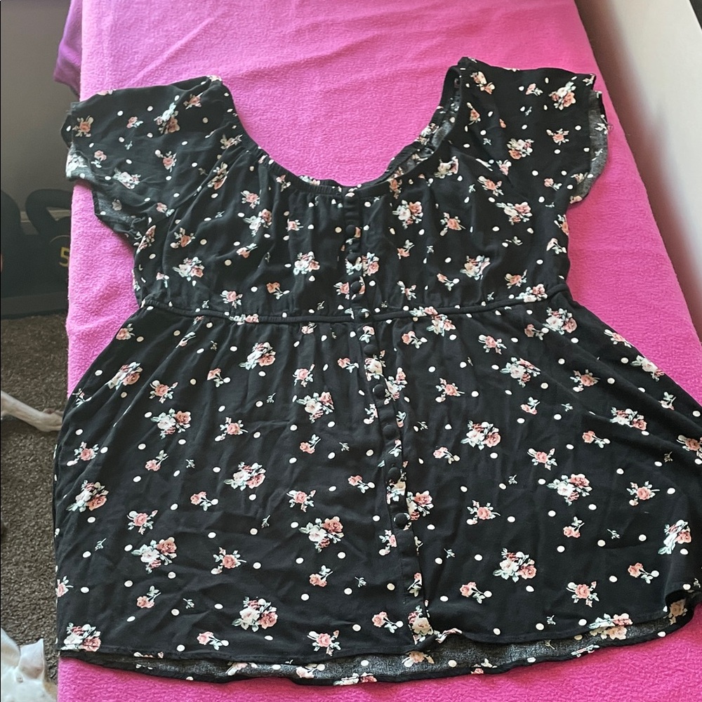 Torrid Black Floral Blouse